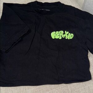 Trendy Black Tee with Green Graphic